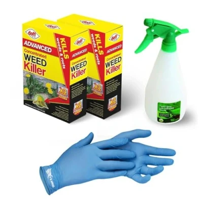 Image of 2 x Advanced Concentrated Weedkiller with VR Angel 1 Pair Non Sterile Gloves &amp; 750ml Plastic Spray Bottle Super Strength and Easy to use Contains Glyphosate kills unwanted vegetation (3 80ml Sachet)
