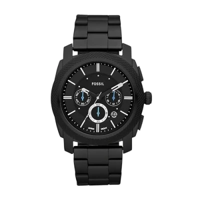 Image of Fossil Watch for Men Machine, Quartz Chronograph Movement, 45 mm Black Stainless Steel Case with a Strap, FS4552