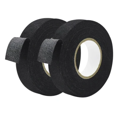 Image of Qrity 2 PCS Insulating Tape, 9mm*15m, Strong Self Adhesive Fabric Insulation Black Harness Automotive Tape for Auto Vehicle Motorcycle
