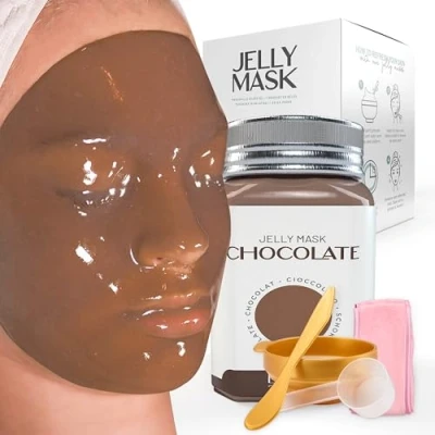 Image of BRÜUN Jelly Mask Jar Chocolate Peel Off Face Care Rubber 23 fl oz Skin Moisturizing Gel Spa Set