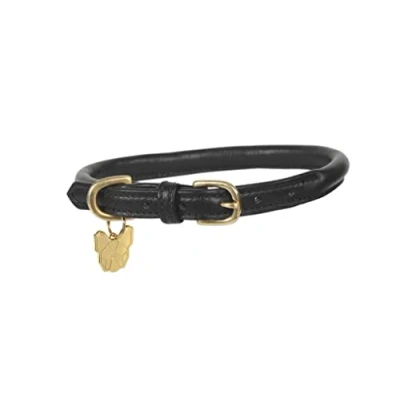 Image of Shires Rolled Leather Dog Collar Medium Black