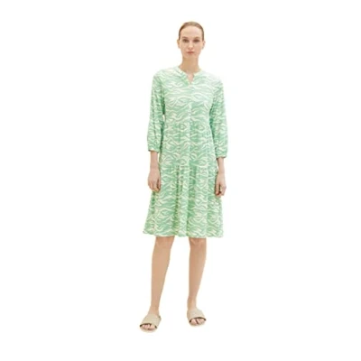 Image of TOM TAILOR Ladie&#039;s 1035221 Dress, 31574 Green Small Wavy Design, 40