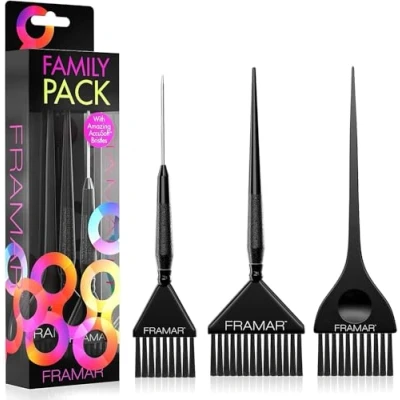 Image of FRAMAR Hair Dye Brush Set Colour For Bleach Kit, Tint Lightener, Highlights Tinting Root Touch Up, Highlighting Kit 3 Pack Black