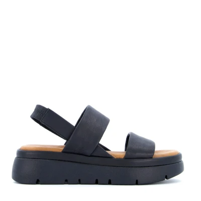 Image of Dune Ladies Location Padded Flatform Sandals Size UK 8 Wedge Heel Flatforms Black