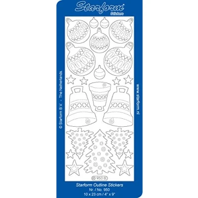 Image of Starform Peel Off Sticker 950 Christmas transparent baubles, trees &amp; bells in gold