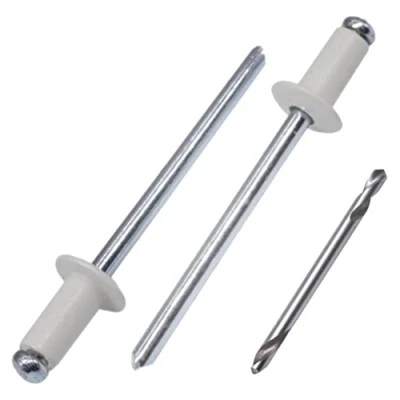 Image of SKIR&#039;CO (100 pcs) Painted Blind Rivets 3.2 x 8 mm, Aluminium Pop Rivets, Drill Bit Included (Grey White RAL 9002)