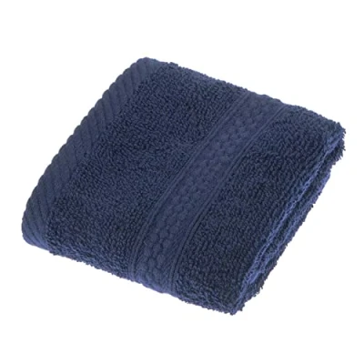 Image of HOMESCAPES Navy Blue Turkish Cotton Face Cloth Flannel Super Soft Thick &amp; Absorbent 500 GSM Towel Heavy Weight for everyday Luxury