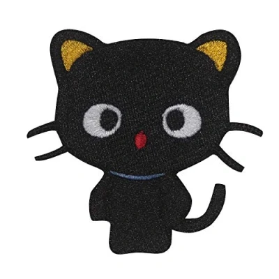 Image of Cute Black CAT Patch Iron On Sew Embroidery Badge Cartoon