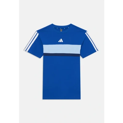 Image of adidas Unisex Kids Seasonal Essentials TIBERIO 3 Stripes T Shirt, Team Royal Blue/core White, 15 16 Years