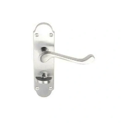 Image of Ironmongery Solutions® Brushed Internal Scroll Door Handles Lock, Latch &amp; Bathroom Sets in Polished Brass Satin Chrome (Satin Chrome, Bathroom)
