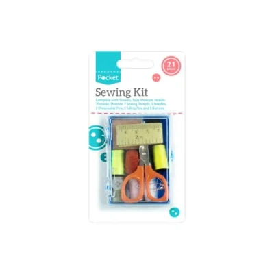 Image of Multicolor Sewing Kit (21 Pieces) 8cm x 6cm 3cm Perfect for Daily and Stitching Needs
