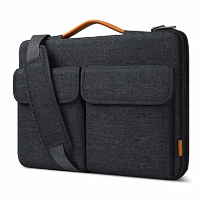 Image of Inateck 360 Protection 13.3 Inch Laptop Shoulder Bag Sleeve Compatible with 13 MacBook Air M3/M2/M1 2024 2012, Pro M2/M1 2022 14 Pro/Max 2023 2021, Black Grey