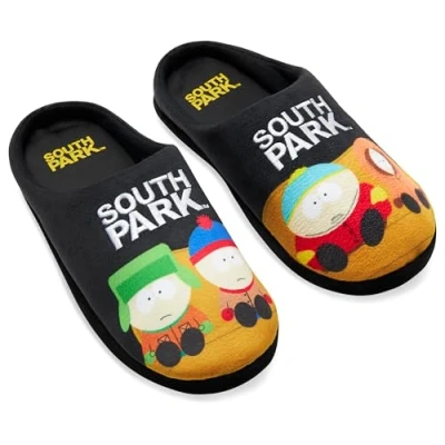 Image of South Park Mens Mule Slippers, Non Slip Cosy House Shoes Funny Gifts for Men (Black/Multi, 12 UK)
