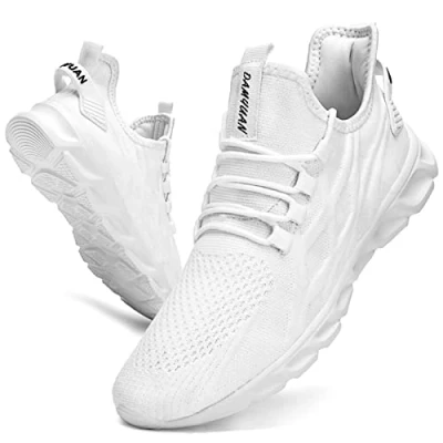 Image of Linenghs Mens Running Trainers Walking Tennis Sports Shoes Gym Casual Ligthweight Sneakers White 9