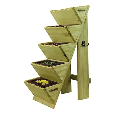 Image of Woodside 5 Tier Wooden Decorative Garden Flower Herb Planter