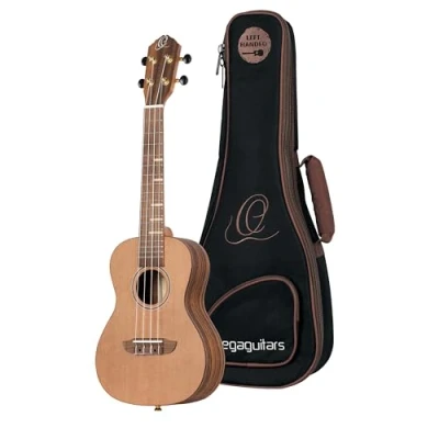 Image of Ortega Guitars Concert Ukulele Lefthanded Acoustic Timber Series Including Gigbag Cedar, Walnut, Natural (RUTI CC L)