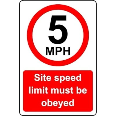 Image of 5mph site Speed Limit Must be Obeyed Safety Sign 3mm Aluminium (800mm x 600mm)