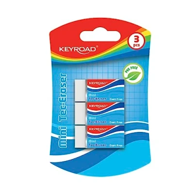 Image of Keyroad KR971023 Universal Eraser/Technical Eraser for Pencil and Colouring Pencil/Pack of 3/for Pencil/Rubber/Colour: White
