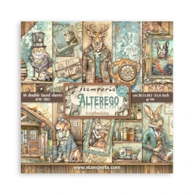 Image of Stamperia Scrapbook Paper Pad for Scrapbooking, Albums, Card Making, Bullet Journalling and More, Acid Free, Double Sided, Perfect Hobbies, Crafts, Gifting (Alterego) (20.3 x 20.3 cm)