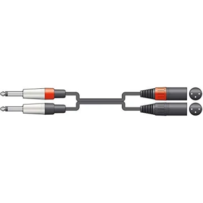 Image of 6m 2 x Male XLR to 6.35mm 1/4&quot; Mono Jack Twin Lead / Audio Patch Cable