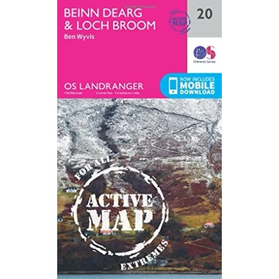 Image of Landranger Active 20 Beinn Dearg &amp; Loch Broom Map With Digital Version