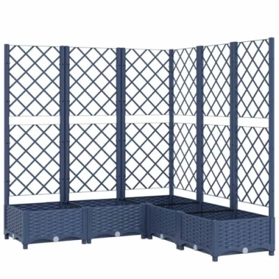 Image of vidaXL Garden Planter with Trellis in Dark Grey Weather Resistant Polypropylene, Spacious Design for Outdoor Use Supports Climbing Plants Rectangular Shape
