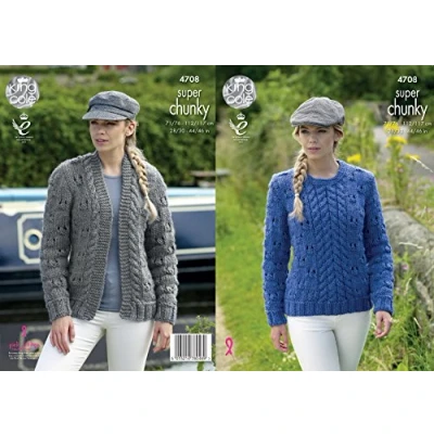 Image of King Cole 4708 Knitting Pattern Cardigan and Sweater in Big Value Super Chunky