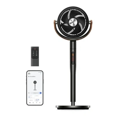 Image of Dreo Smart Pedestal Fan with Remote, PolyFan 513S, 43&#039;&#039; Quiet Standing for Home Bedroom, 120+105 Oscillating Floor Fans Wi Fi/Voice Control, Works Alexa/Google （Black）