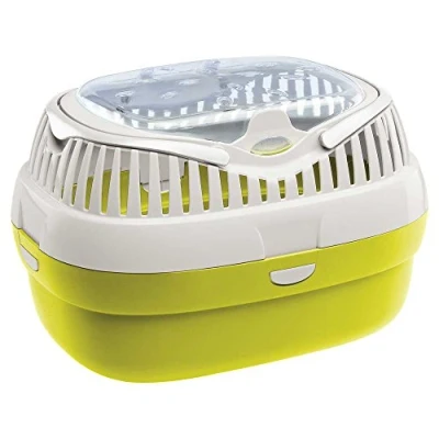 Image of Ferplast Rabbit, guinea pig and rat Carrier ALADINO LARGE, Large Pet for Hamster, Rodents, Rabbits, Transparent cover with Comfortable handle, Secure closing, 36 x 26 h 23 cm, Green