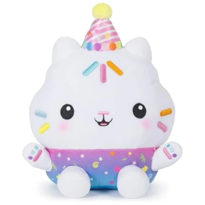 Image of Gabby&#039;s Dollhouse Celebrations, Sprinkle Party Cakey Cat Soft Toy, 25 Centimetre Interactive Toy with Sounds, Kids’ Toys for Girls and Boys Aged 3+