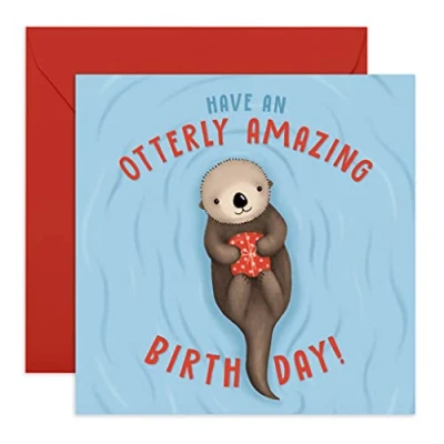 Image of Central 23 Cute Birthday Card &#039;Have An Otterly Amazing Birthday&#039; Sweet Design for Him Or Her Comes With Fun Stickers