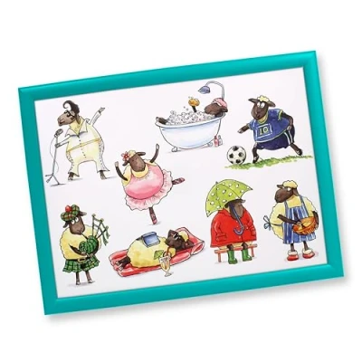 Image of Tamersgifts Cushioned Laptrays lap Tray TV Dinner Bean Bag Padded Cushion Gift (Sports Sheep tray)