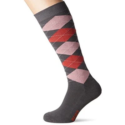 Image of PFIFF 100322 Unisex riding stocking checkered, multicolored (gray pink red), 37 39