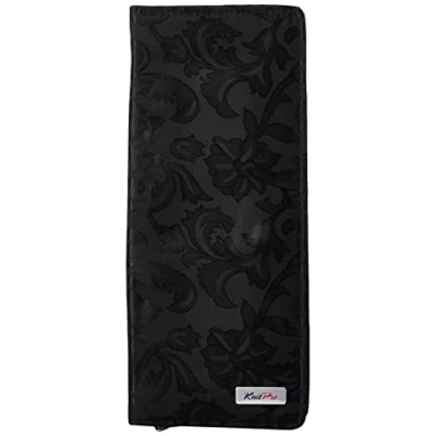Image of KnitPro KP10739 Fabric Knitting Pin Case: Black Jacquard Hard: 25 / 30cm