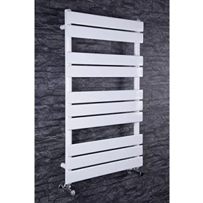 Image of Warmehaus Flat Panel Heated Towel Rail Radiator Ladder Rad 1000 x 600mm Bathroom Central Heating White