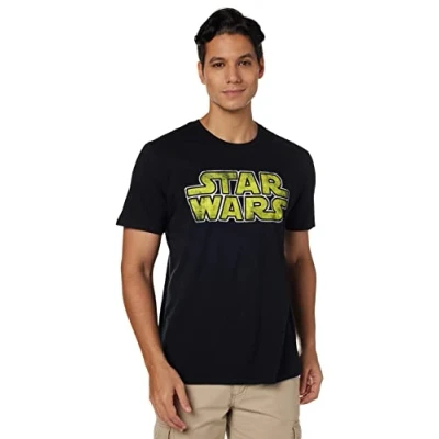 Image of Star Wars Men&#039;s Classic Vintage Simple Logo T Shirt, Black, Large