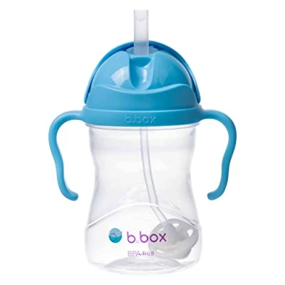Image of b.box Sippy Cup Drink From any Angle Fliptop, Weighted Straw, Leak Proof &amp; Easy Grip BPA Free, Dishwasher safe 6m+ 240ml/8 oz (Blueberry)