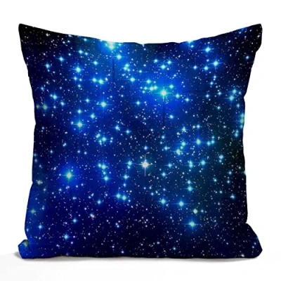 Image of Tomda Galaxy Blue Stars Burlap Cushion Cover Throw Pillow Case Couch Sofa Decorative Square 45x45cm 18x18 Inch