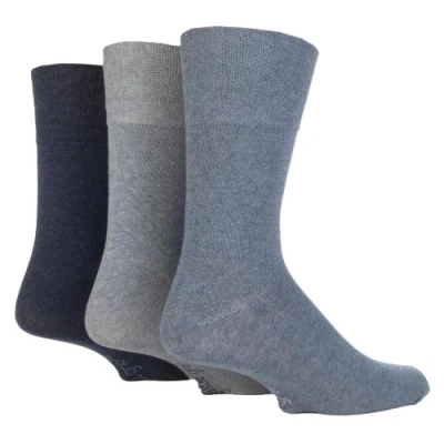 Image of 3 Pair of Plain Gentle Grip Socks, size 6 11 (Denim)