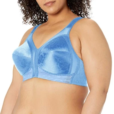 Image of Playtex Women&#039;s 18 Hour Comfort Strap Wireless Bra, Full Coverage Bra with 4 Way TruSupport, Single &amp; 2 Pack, Zen Blue, 42E