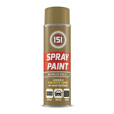 Image of AlezyB 1 x Metallic Gold Spray Paint 200ml 151 Aerosol for Metal and Wooden Furniture, Ornaments Multi Purpose Use Decorative Items Much More Interior &amp; Exterior