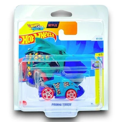 Image of Hot Wheels Piranha Terror (Green, Purple &amp; Red) 4/5 HW Mega Bite 2024 87/250 (Short Card) COMES IN A GENUINE KLAS CAR KEEPER PROTECTOR CASE HTC04