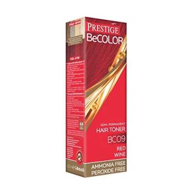 Image of VIPs Prestige Semi permanent Hair Dye Red Wine BC09 Becolor No Peroxide &amp; Ammonia Toner Natural Colour for Women with Nettle Extract Temporary 100 ML
