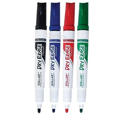 Image of 4 x 2.0mm Bullet Tip DOLLAR OnBoard BLACK BLUE RED GREEN Whiteboard Markers Pens