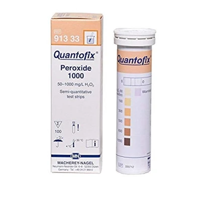 Image of Quantofix 1167509 Hydrogen Peroxide Reagent Test Strips for testing 1000 H2O2, Stick 6mm x 95mm pack of 100