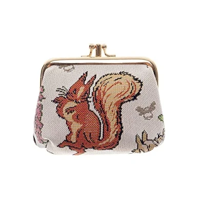 Image of Signare Tapestry Cute Exquisite Double Pocket Kiss Lock Coin Purse for Women with Beatrix Potter Peter Rabbit (Squirrel Nutkin, FRMP BP NUTKIN)