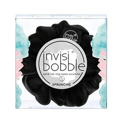 Image of invisibobble SPRUNCHIE, True Black Spiral Hair Ring meets Scrunchie, No Kink, Strong Hold, Stylish Bracelet, 90s Trend Suitable for All Types