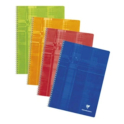 Image of Clairefontaine Ref 8143C Wirebound Notebook (50 Sheets) A4 in Size, Squared Ruling, 90gsm Brushed Vellum Paper, Laminated Card Cover Random Colour