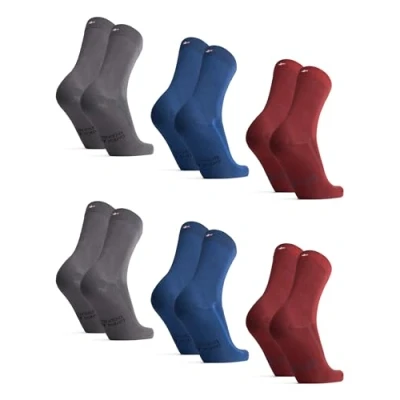 Image of DANISH ENDURANCE Bamboo Socks, Anti Sweat, Mens Black Multipack, Socks Women, Unisex, 6 Pack, Multicolour (2x Grey, 2x Oxford Blue, Wine Red), 8