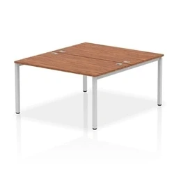 Image of Impulse Bench B2B 2 Person 1400 Silver Frame Office Desk Walnut